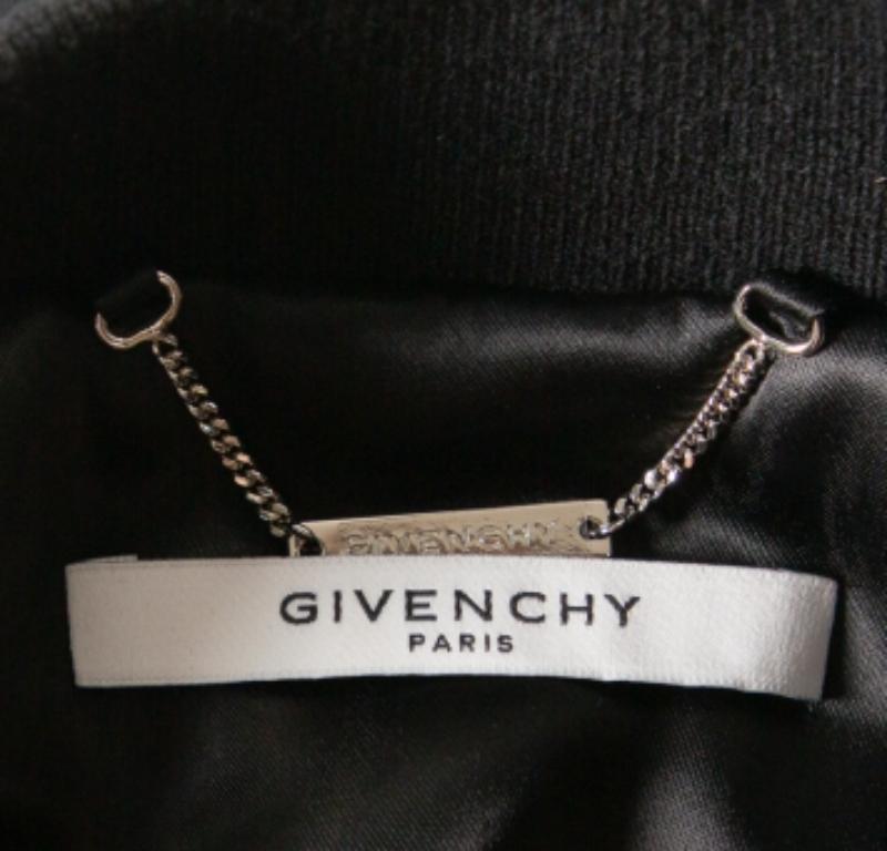 Givenchy Black Wool Love Printed Bomber Jacket M For Sale 1