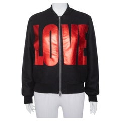 Givenchy Black Wool Love Printed Bomber Jacket M