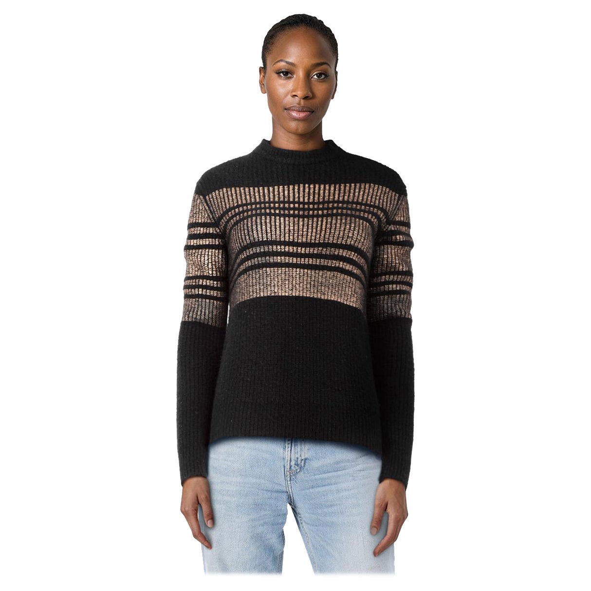 Givenchy Black Wool Metallic Stripe Knit Jumper Size S