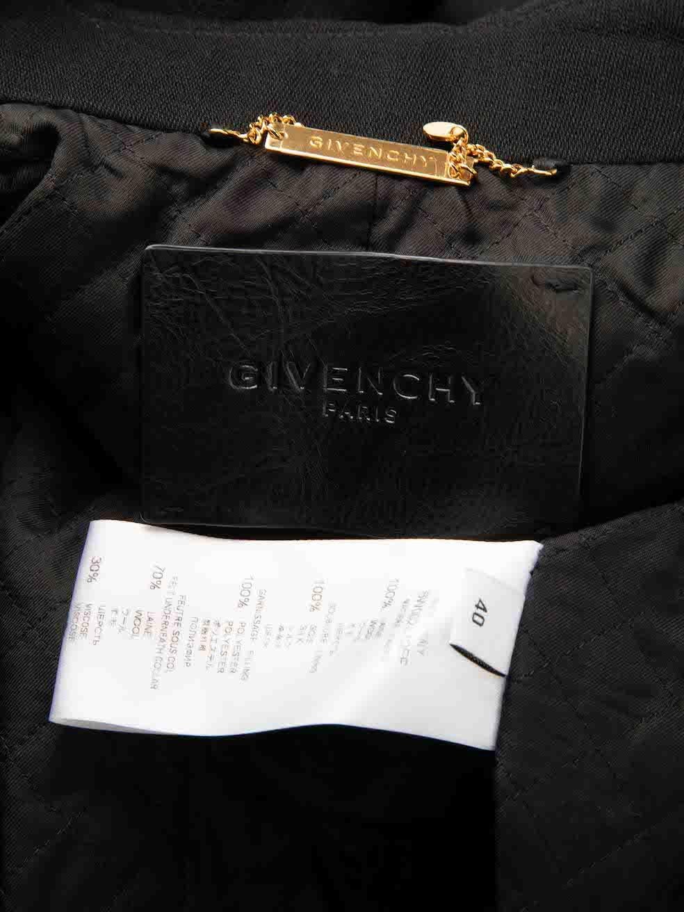Givenchy Black Wool Military Trench Coat Size L For Sale 1