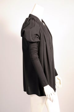 Givenchy Black Wool/Silk Blend Zip Front Tunic with Exceptionally Long Sleeves