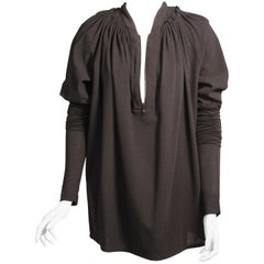 Givenchy Black Wool/Silk Blend Zip Front Tunic with Exceptionally Long Sleeves