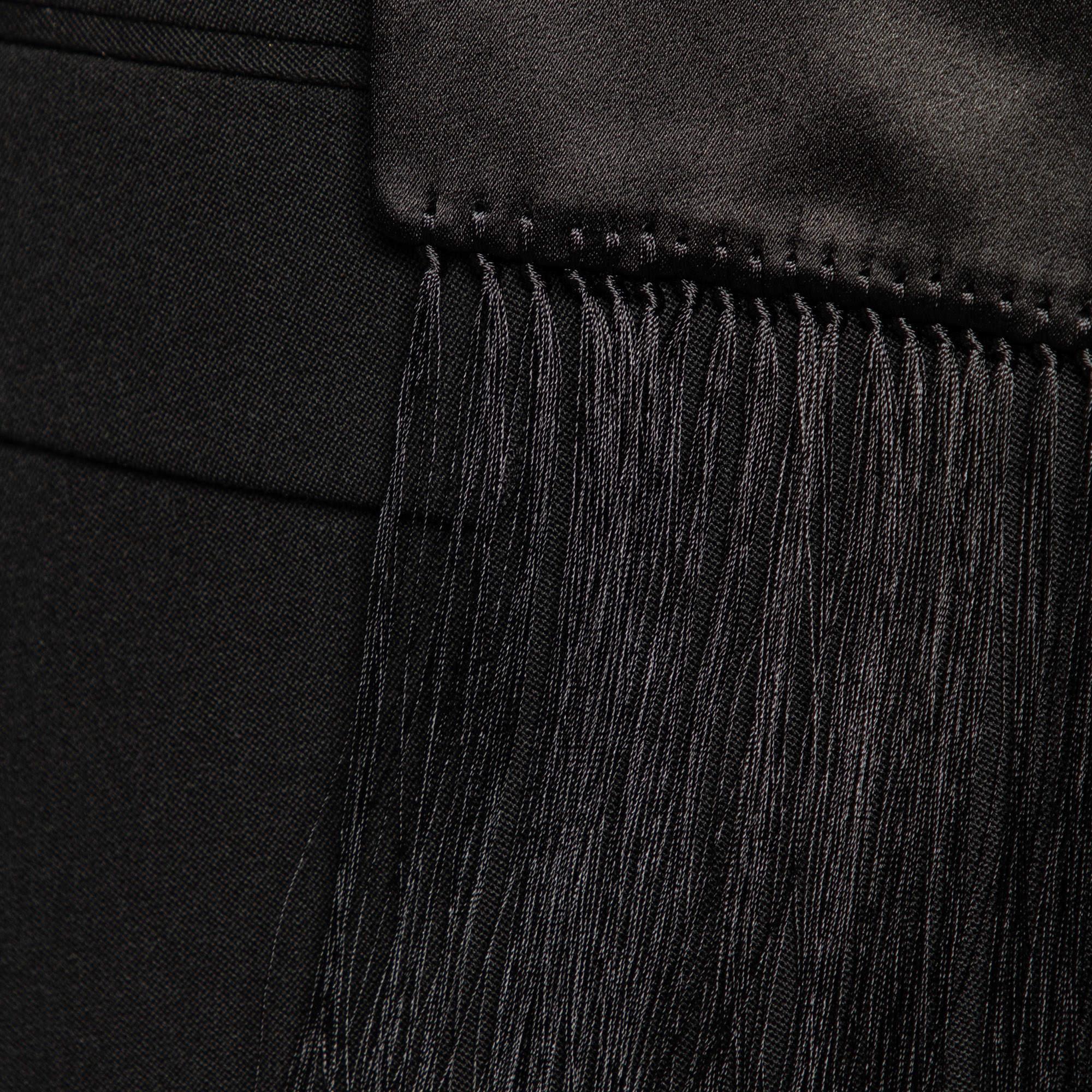 Men's Givenchy Black Wool & Silk Satin Fringed Shawl Collar Blazer M