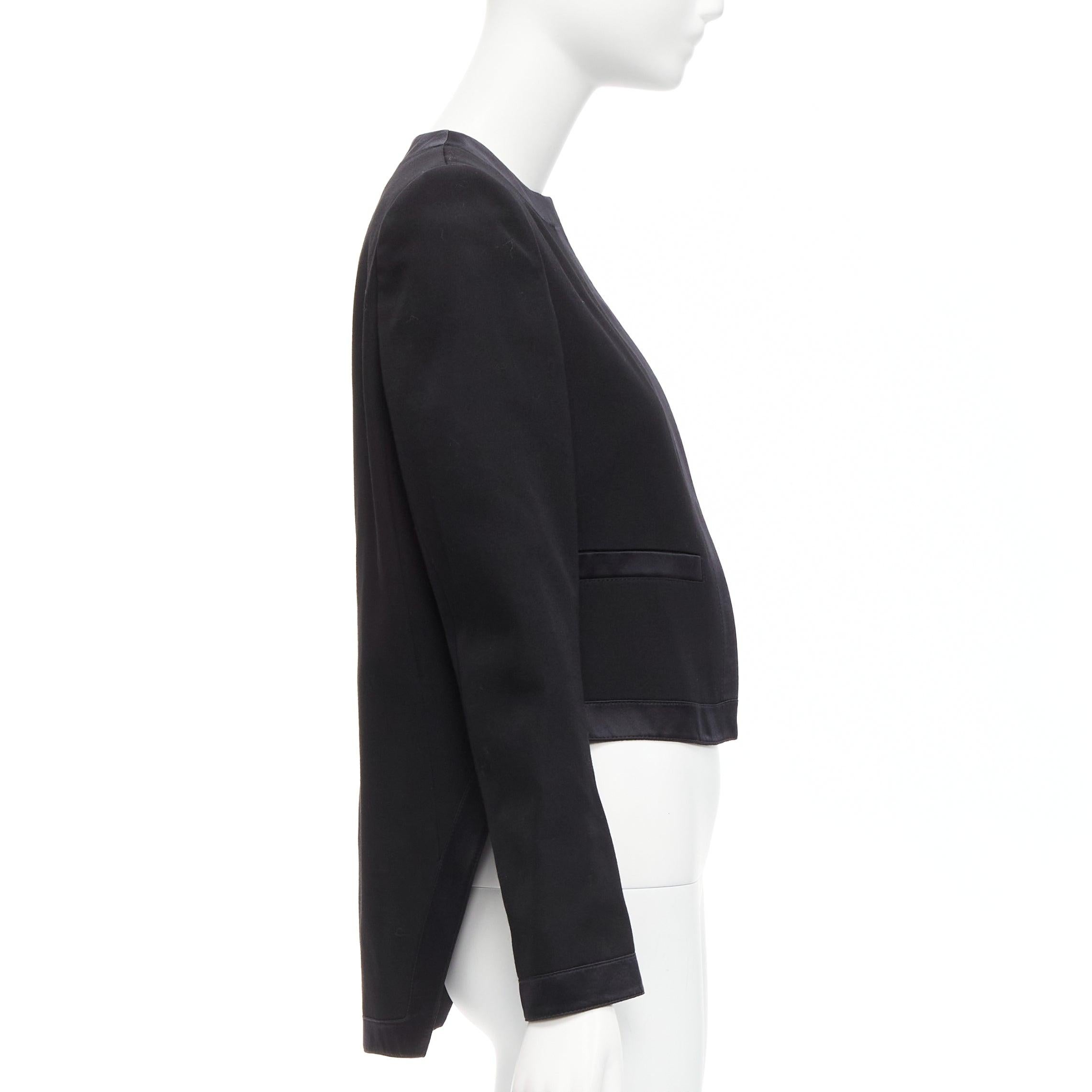 Donna GIVENCHY giacca classica minimal con bordi alti e bassi in lana e seta nera FR38 M. in vendita