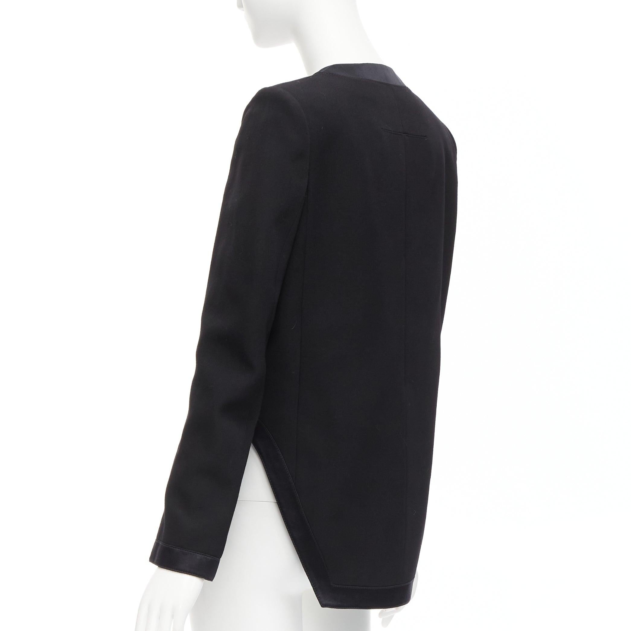 GIVENCHY giacca classica minimal con bordi alti e bassi in lana e seta nera FR38 M. in vendita 2