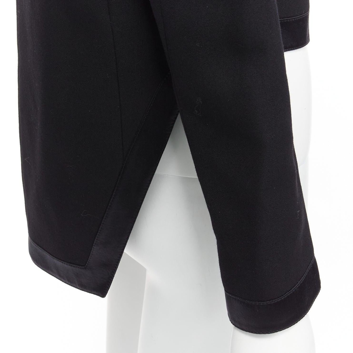 GIVENCHY black wool silk trim high low hem minimal classic jacket FR38 M For Sale 4