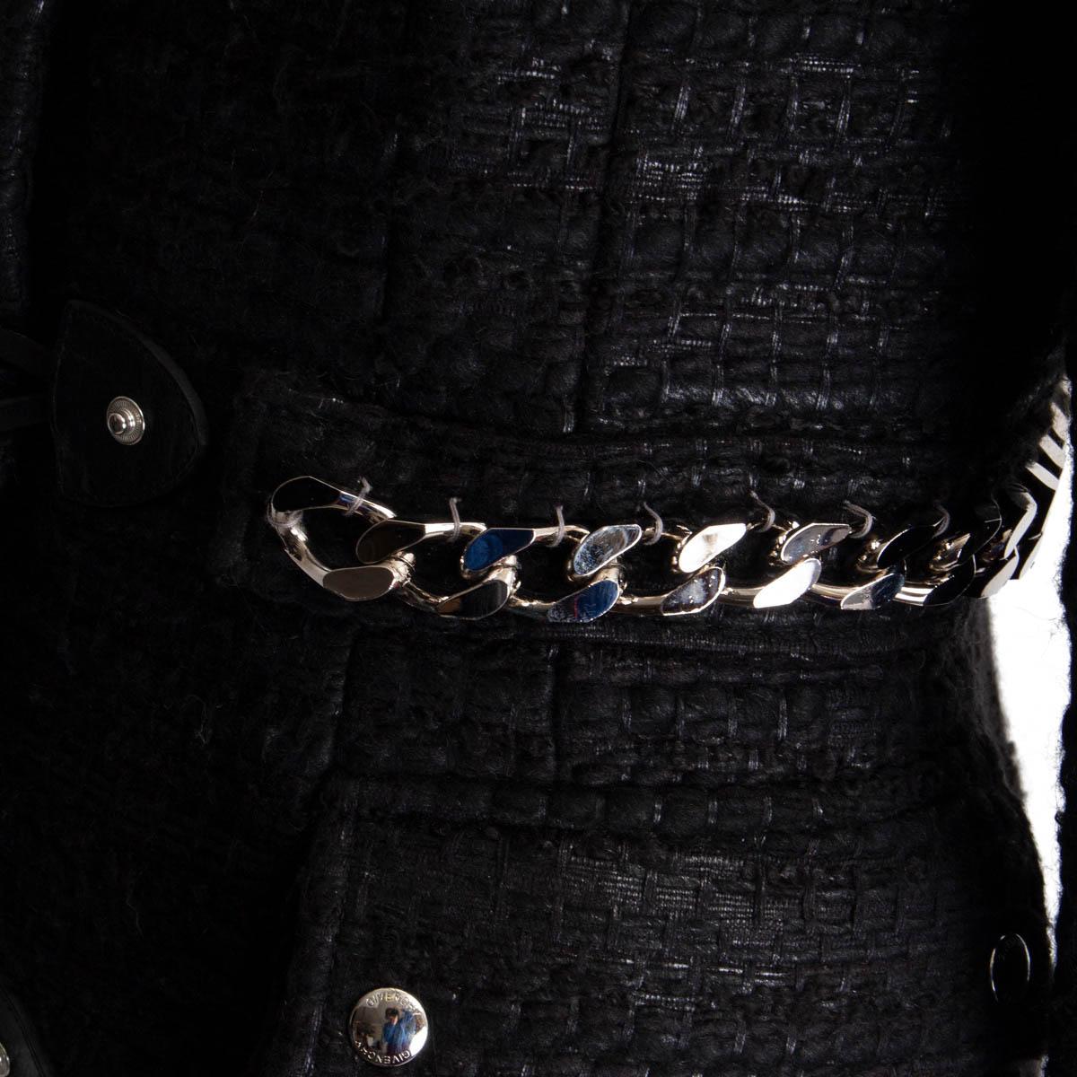 GIVENCHY - Giacca con cappotto in lana nera TWEED CHAIN EMBELLISHED DUFFLE 38 S in vendita 3