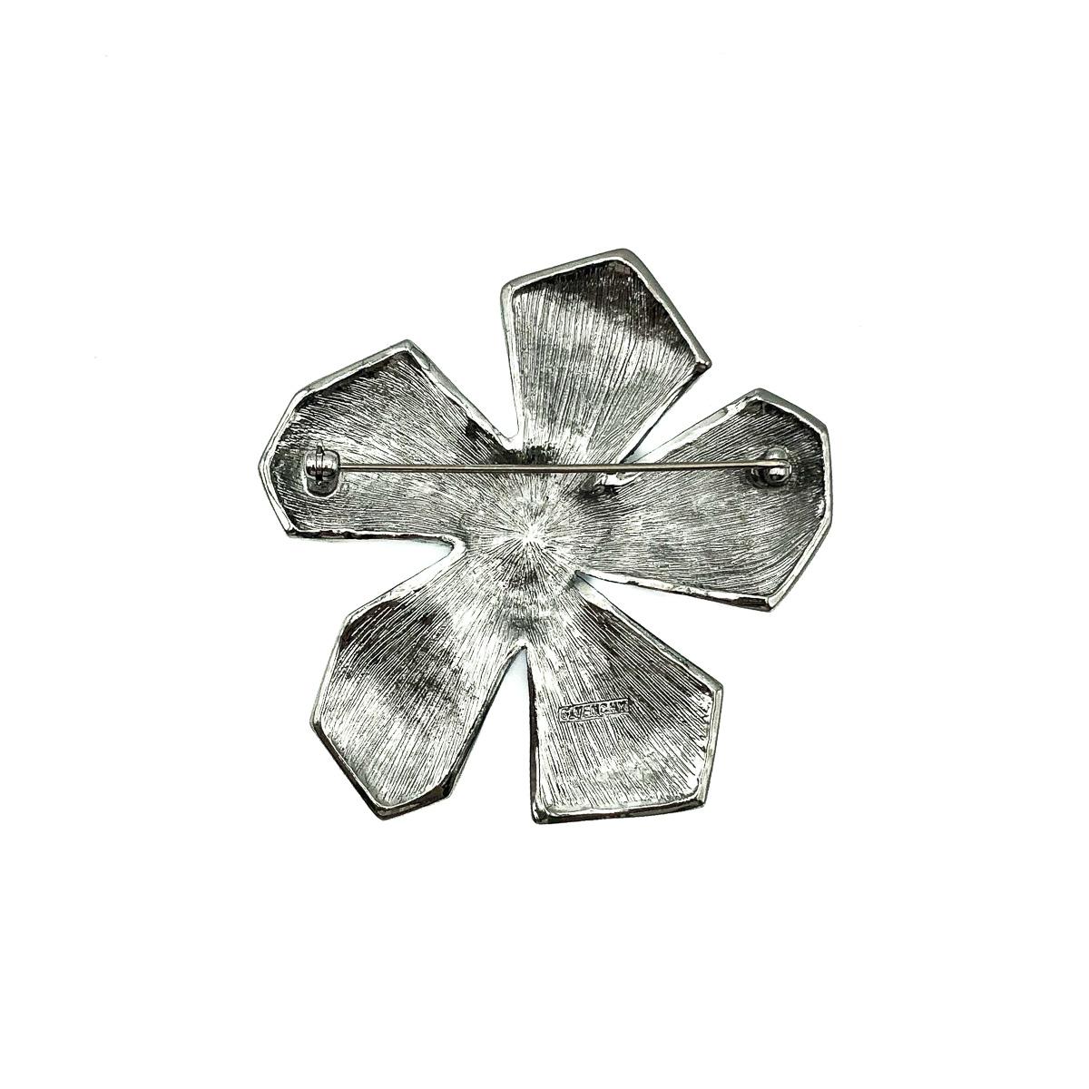 Givenchy Blue Crystal Flower Brooch 2000s In Good Condition In Wilmslow, GB