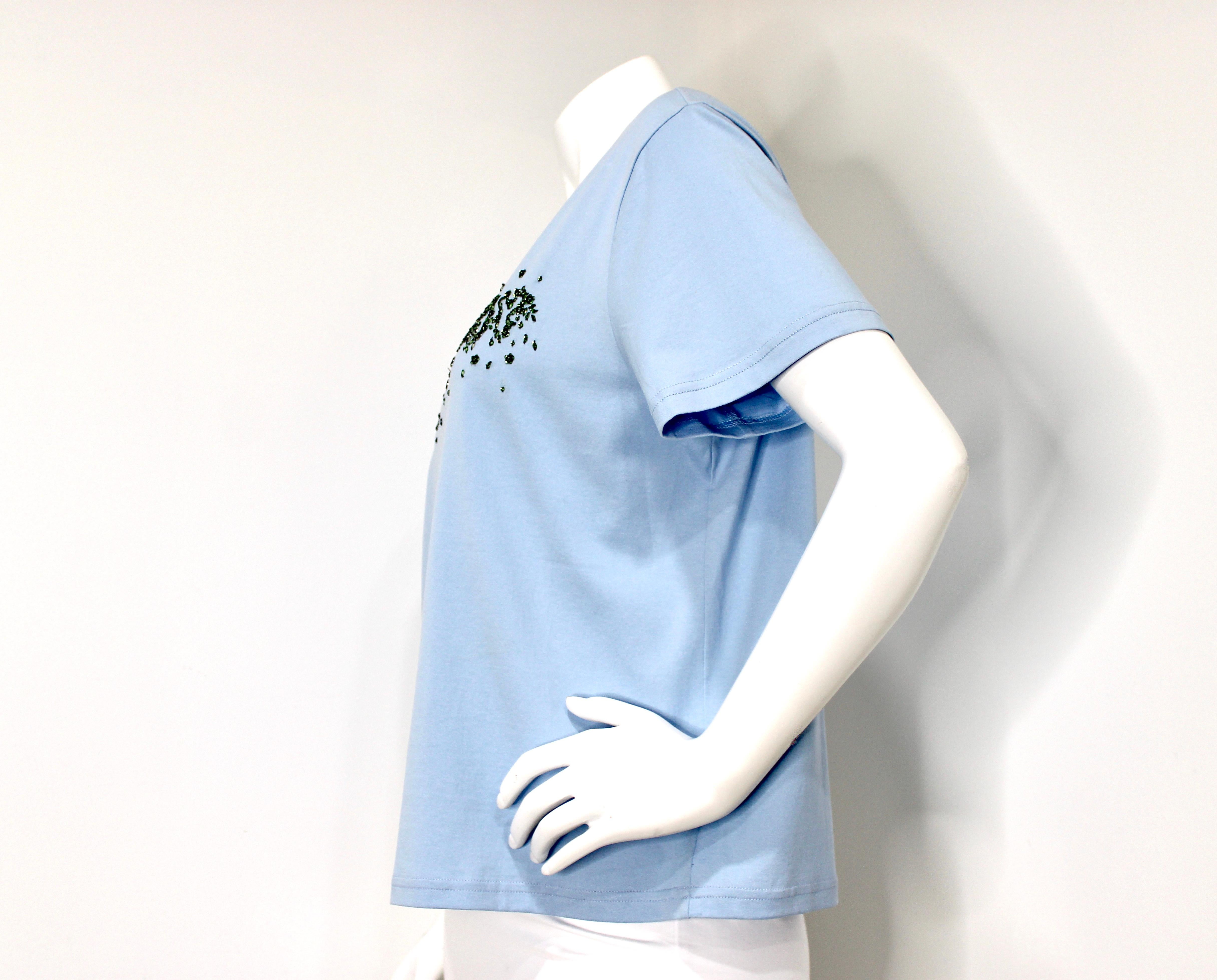 Maglietta in cotone con logo abbellito Givenchy blu In condizioni buone in vendita a Scottsdale, AZ