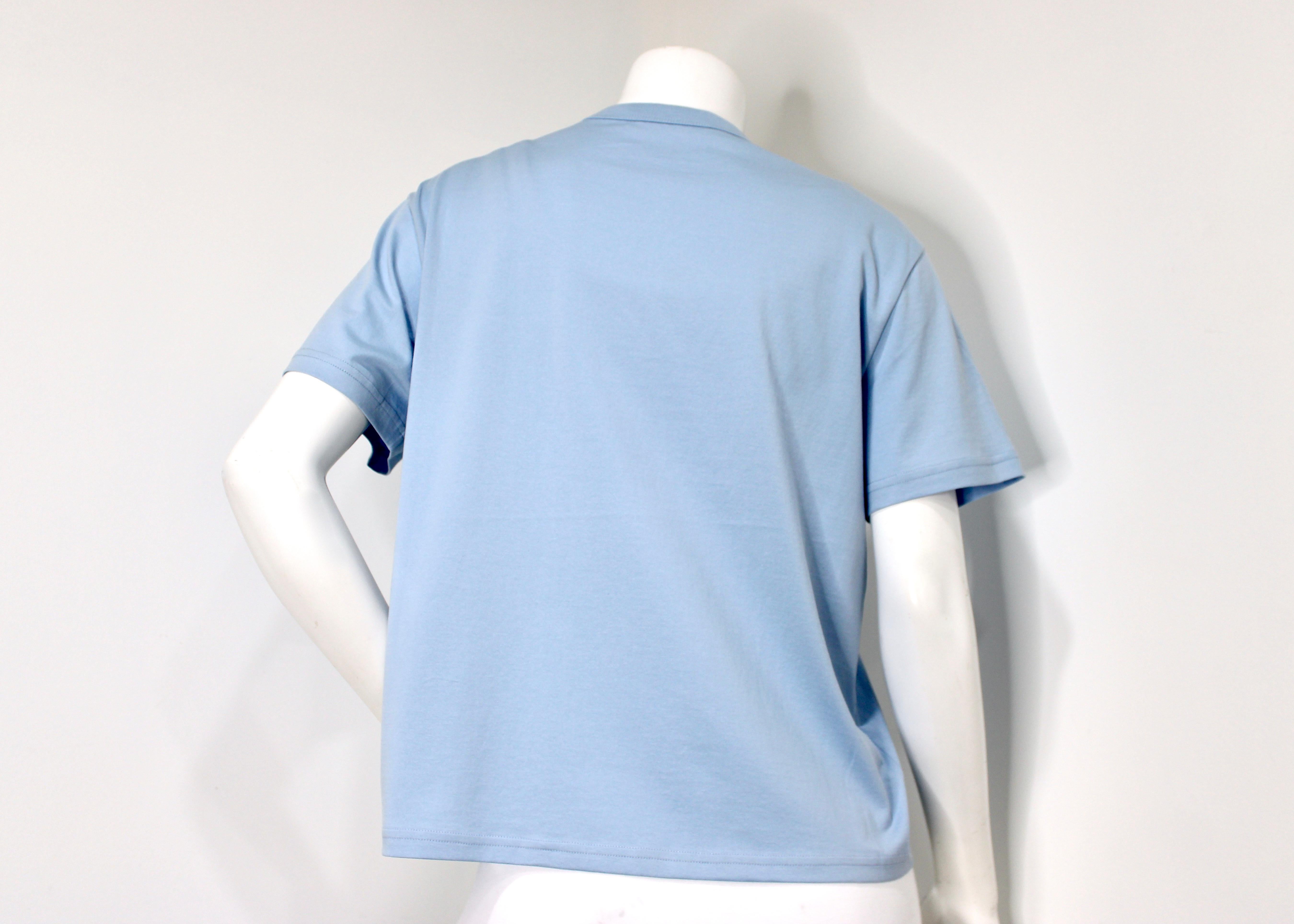 Donna Maglietta in cotone con logo abbellito Givenchy blu in vendita