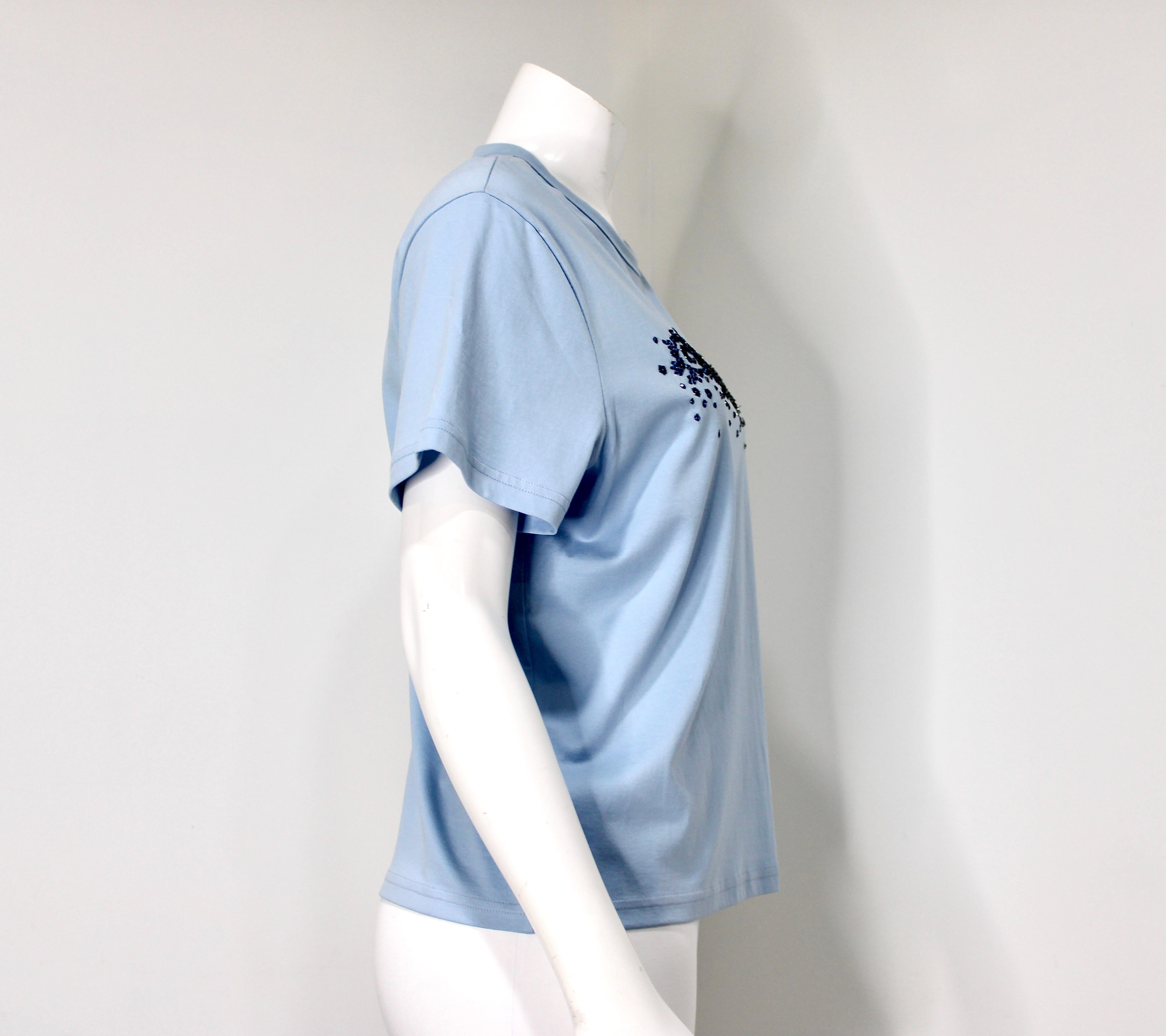 Maglietta in cotone con logo abbellito Givenchy blu in vendita 1