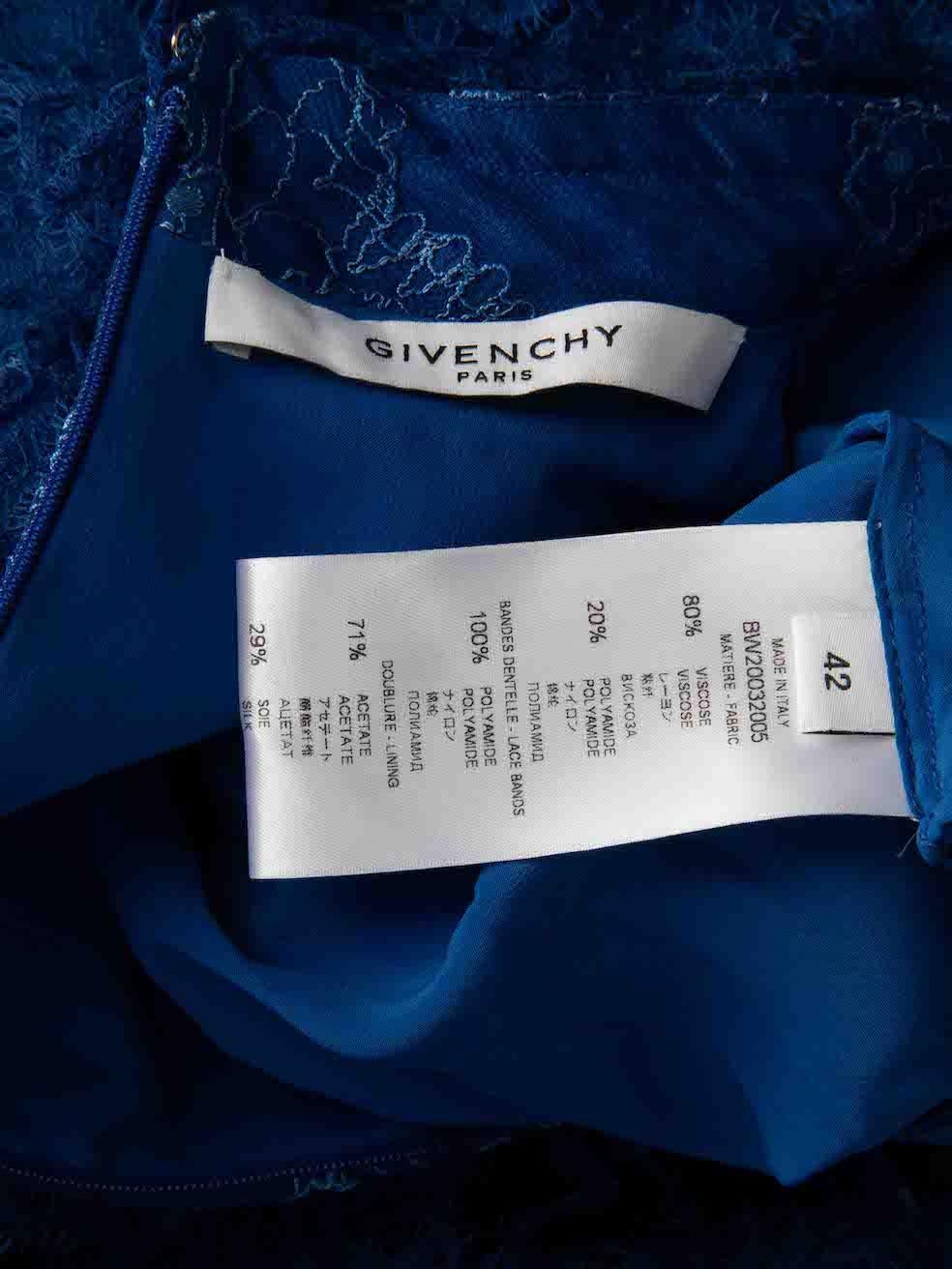 Women's Givenchy Blue Lace Ruffle Mini Dress Size XL For Sale