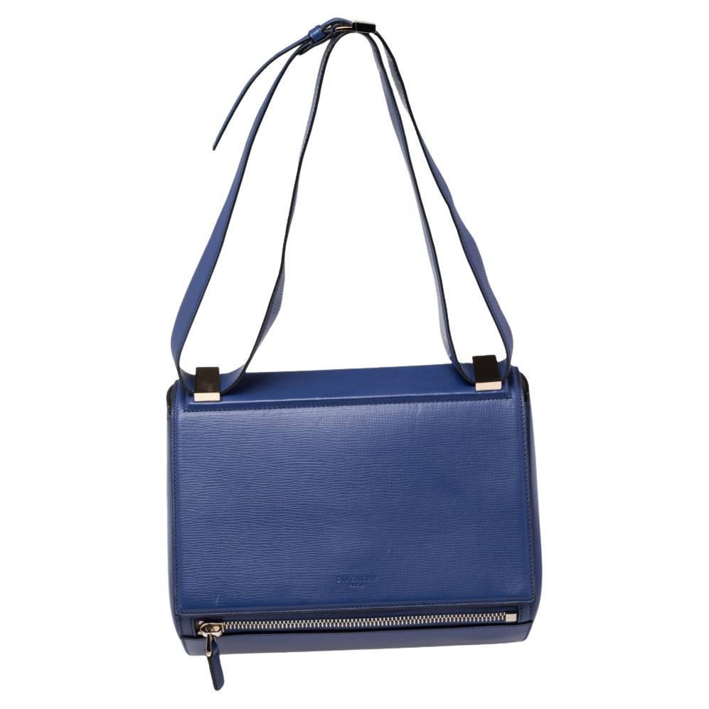 Givenchy Blue Leather Medium Pandora Box Bag