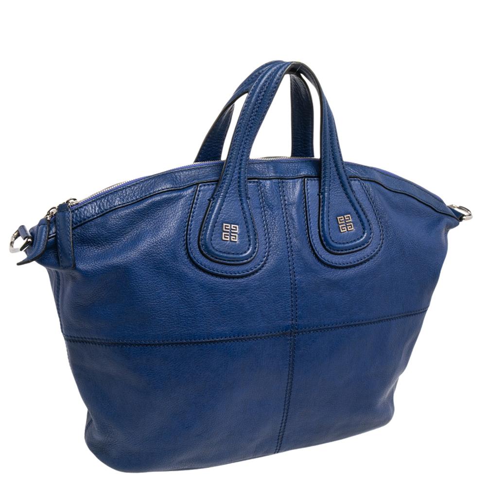 Givenchy Blue Leather Nightingale Tote In Good Condition In Dubai, Al Qouz 2