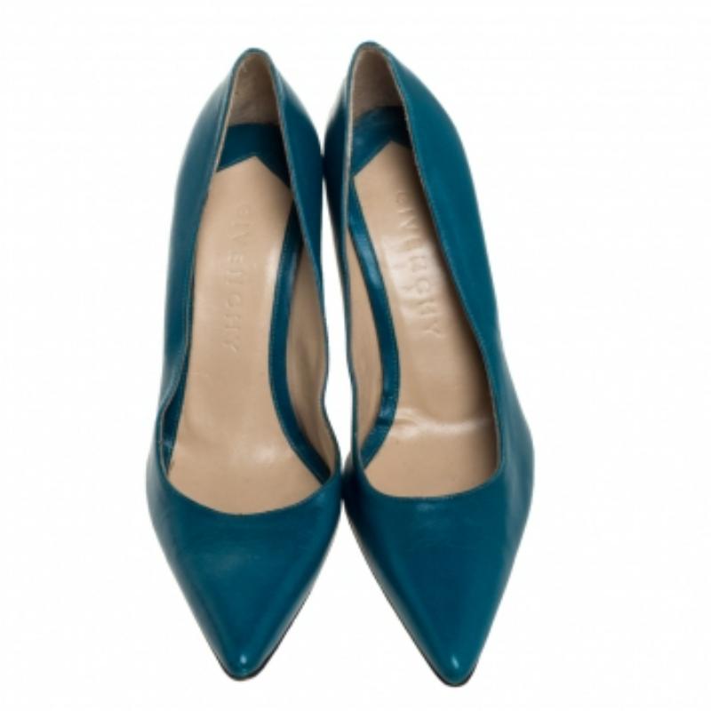 Givenchy Blue Leather Pointed Toe Pumps Size 36 For Sale 3
