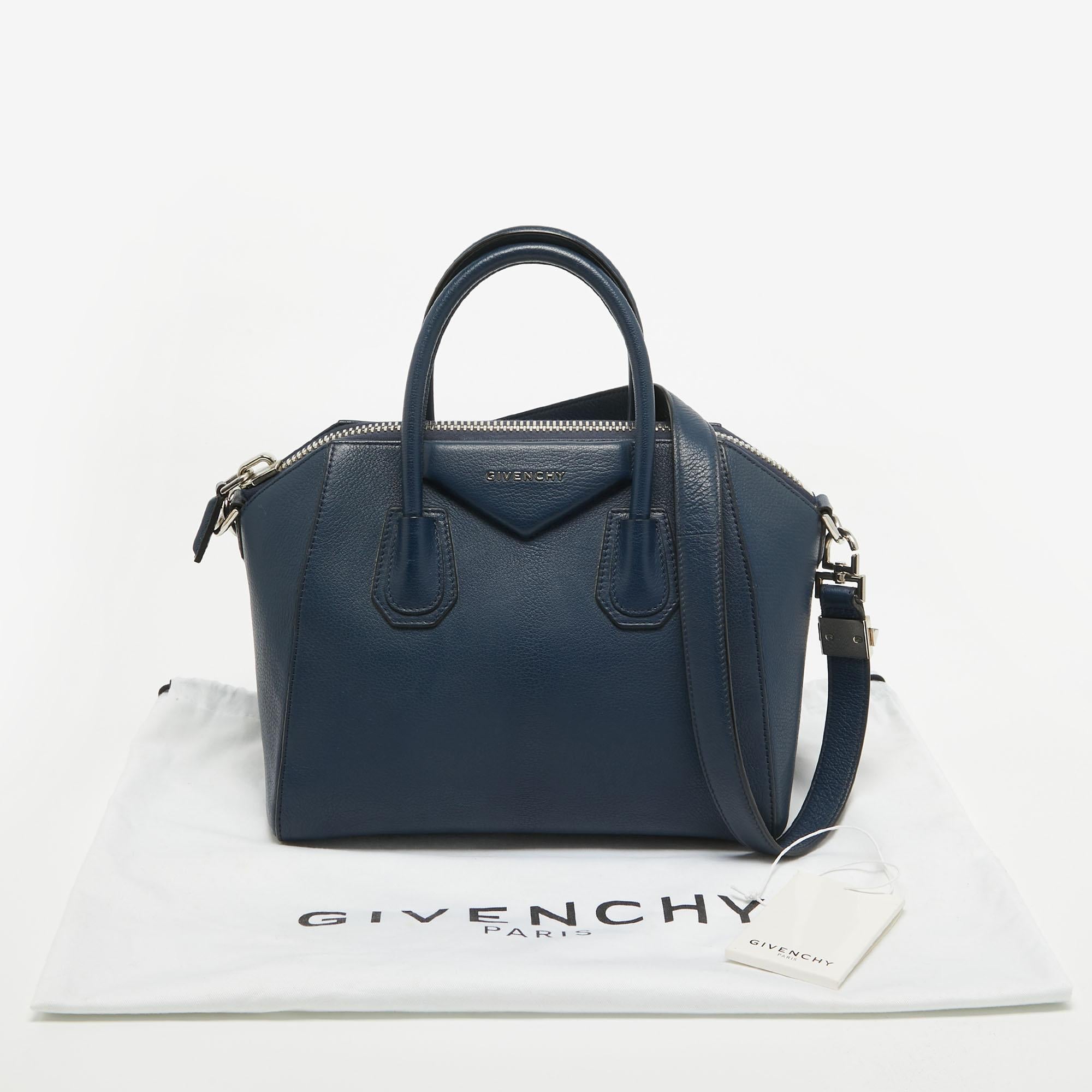 Givenchy Blue Leather Small Antigona Satchel For Sale 9