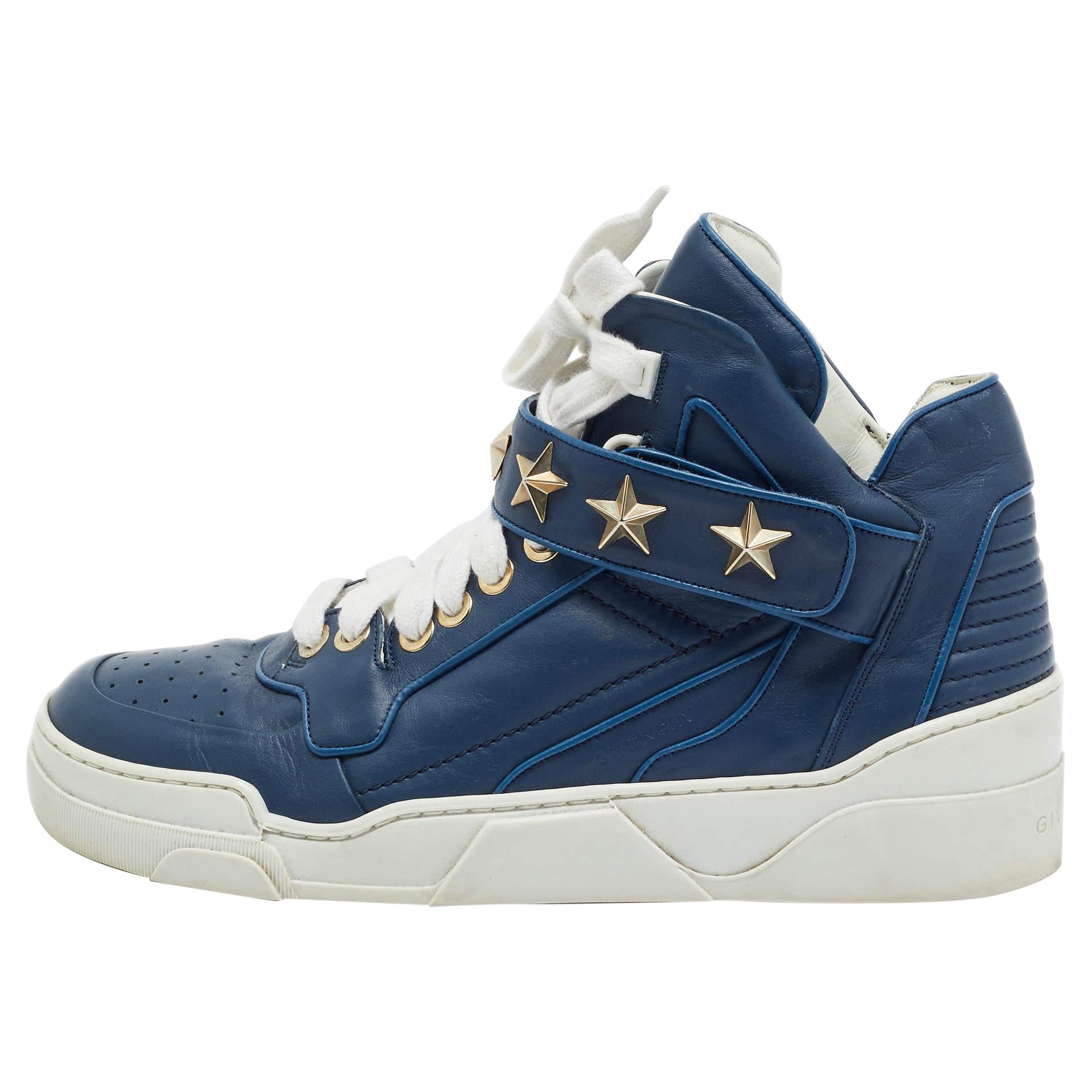 Givenchy Blue Leather Tyson High Top Sneakers Size 44