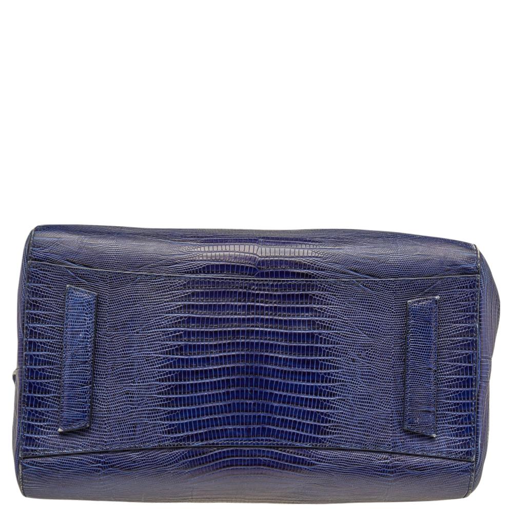 Women's Givenchy Blue Lizard Embossed Leather Medium Antigona Satchel