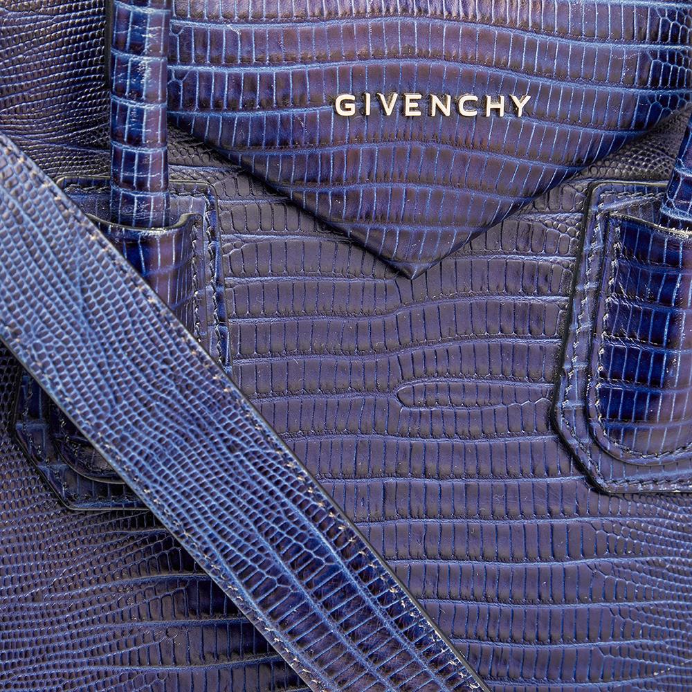 Givenchy Blue Lizard Embossed Leather Medium Antigona Satchel 2
