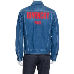 Givenchy Blue Logo Print Denim Button Front Jacket XL