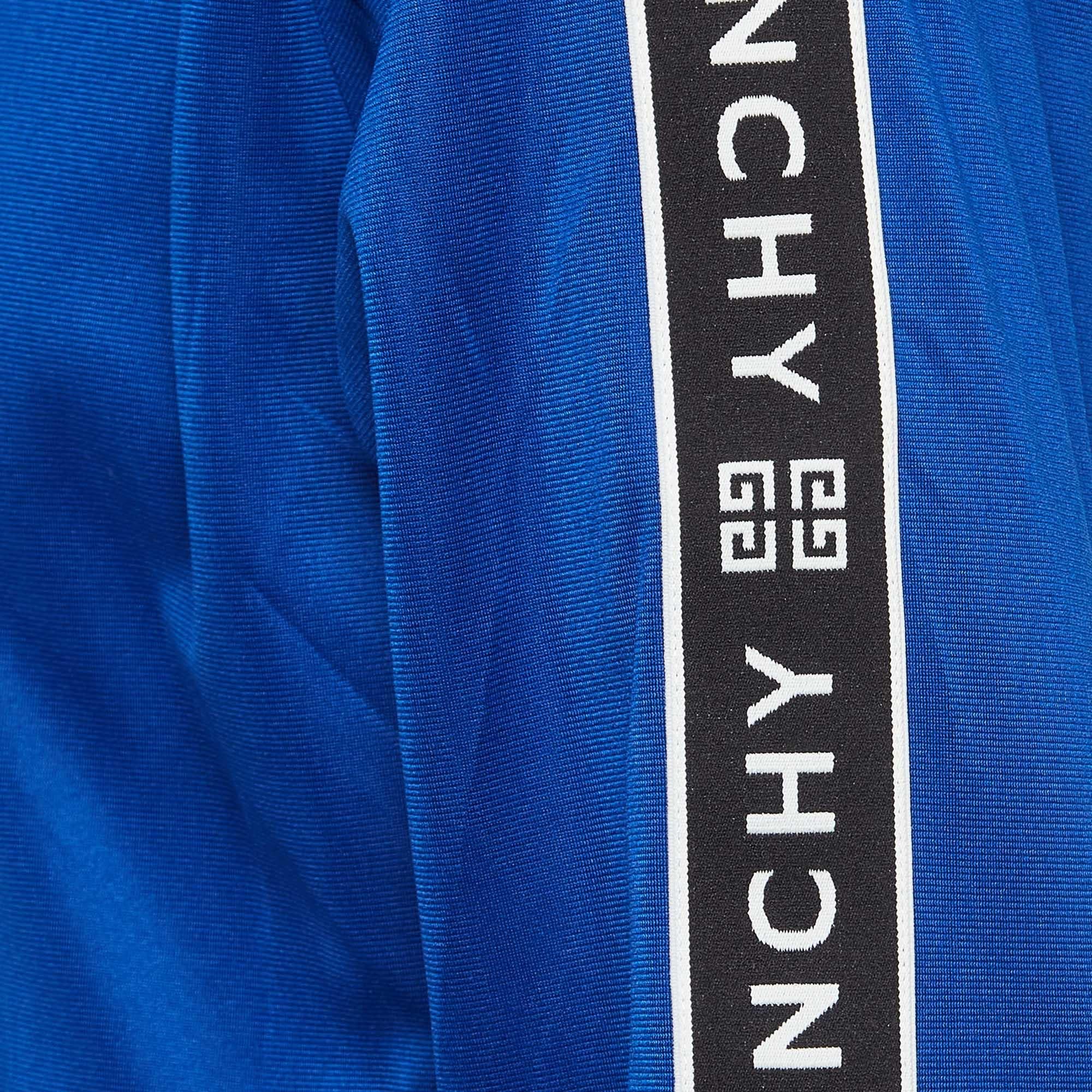Men's Givenchy Blue Logo-Tape Knit Zipper Track Jacket L