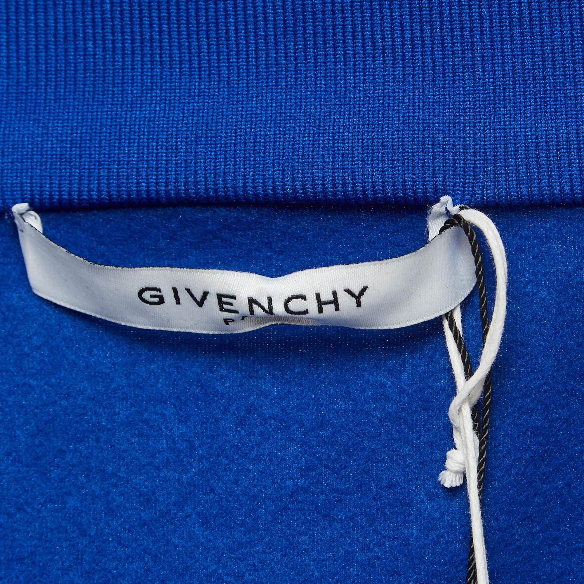 Givenchy Blue Logo-Tape Knit Zipper Track Jacket L 1