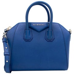 Used Givenchy Blue Mini Antigona Tote Bag