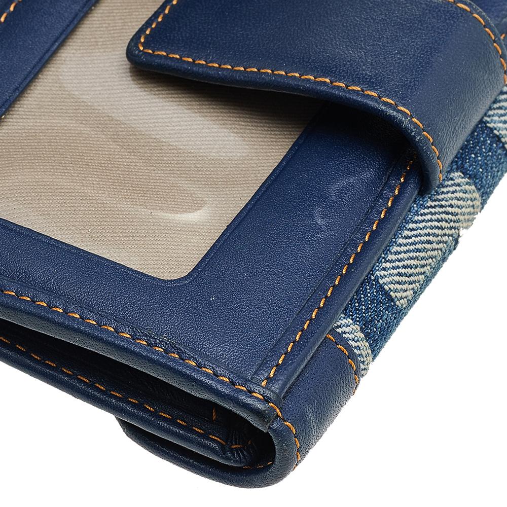 Givenchy Blue Monogram Denim And Leather Flap Compact Wallet 3