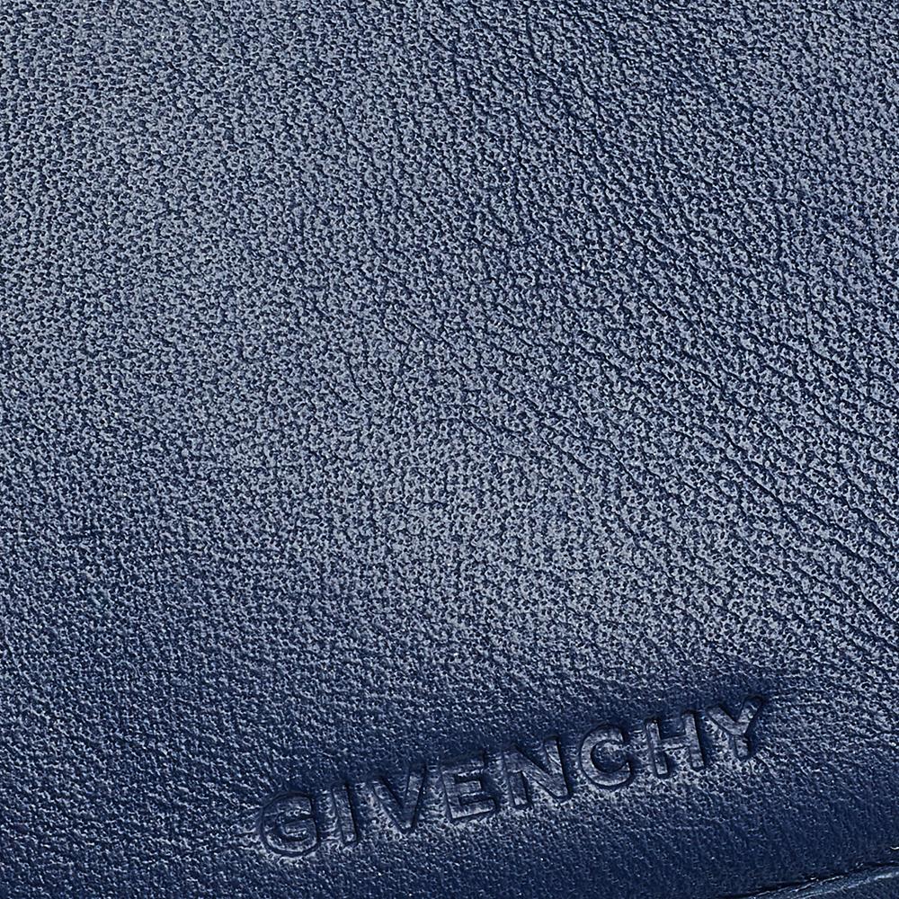Givenchy Blue Monogram Denim And Leather Flap Compact Wallet 4