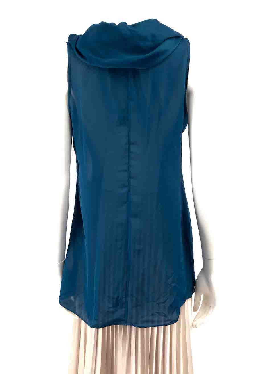 Givenchy Blue Ruffle Sleeveless Top Size XL In Good Condition For Sale In London, GB