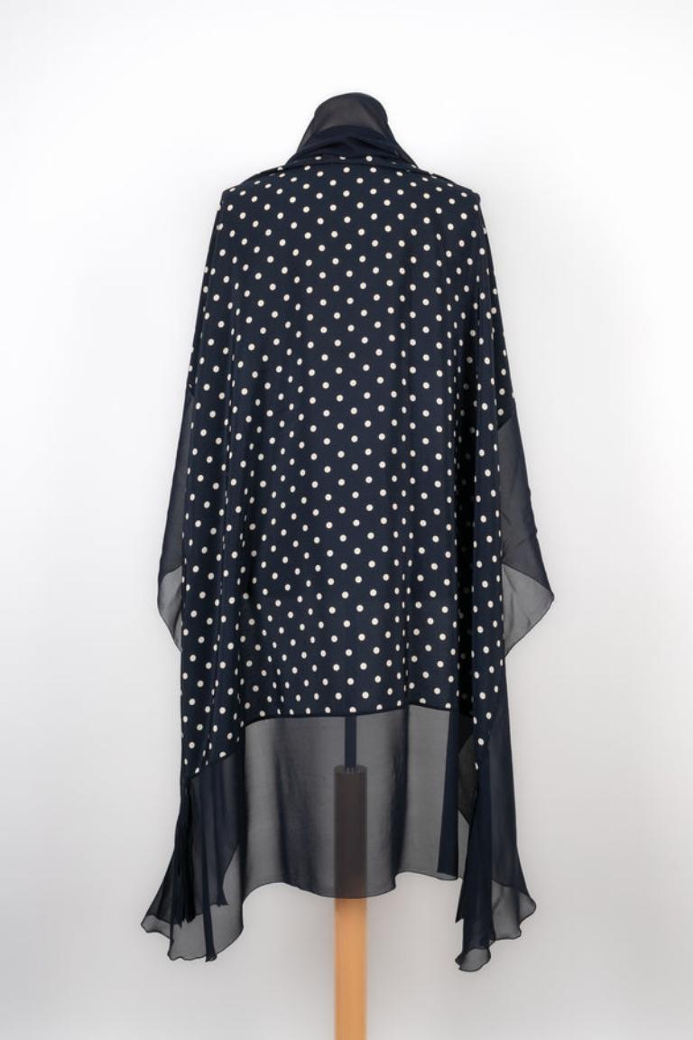Givenchy Blue Silk Dotted Foulard Scarf In Excellent Condition For Sale In SAINT-OUEN-SUR-SEINE, FR