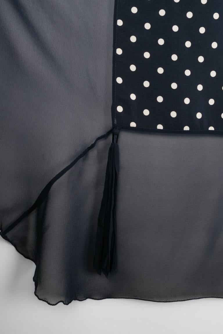 Women's Givenchy Blue Silk Dotted Foulard Scarf For Sale