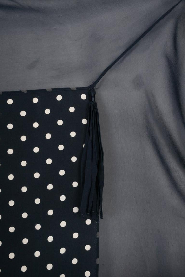 Givenchy Blue Silk Dotted Foulard Scarf For Sale 1