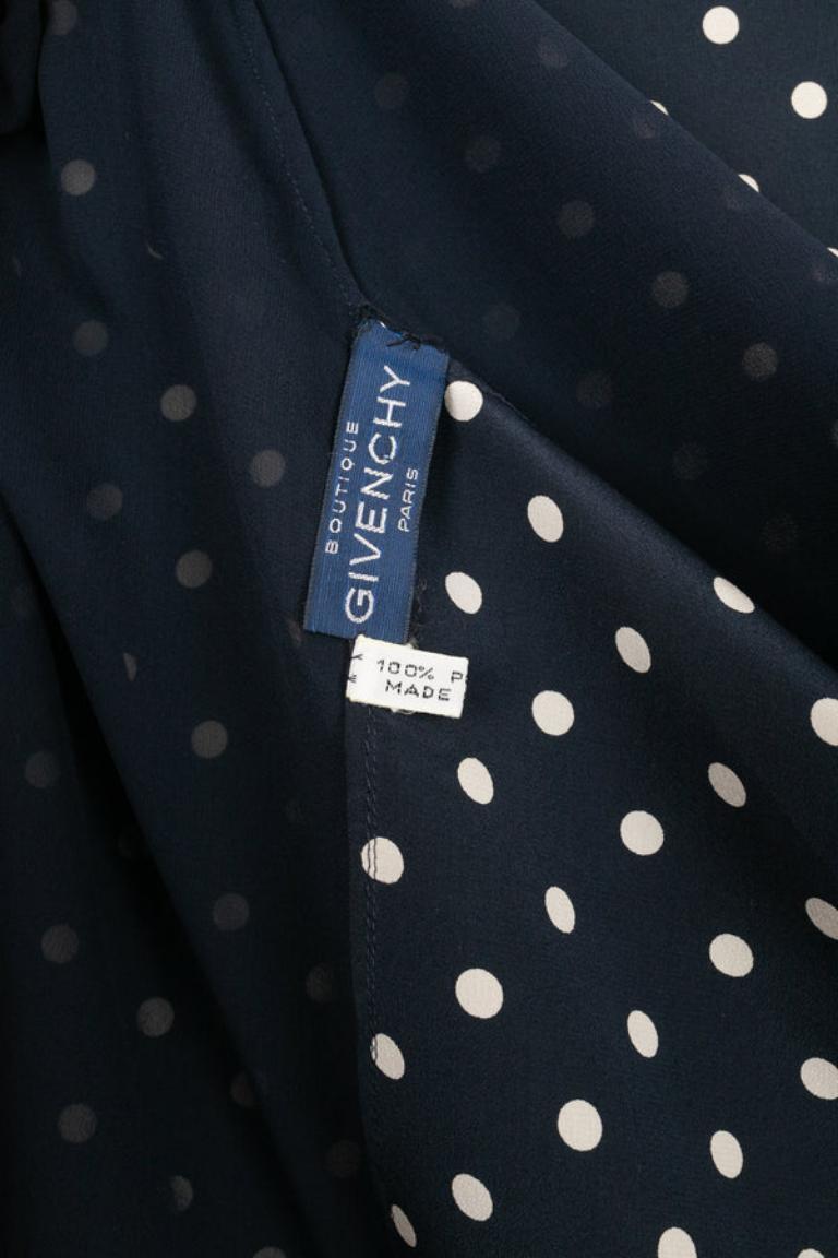 Givenchy Blue Silk Dotted Foulard Scarf For Sale 2