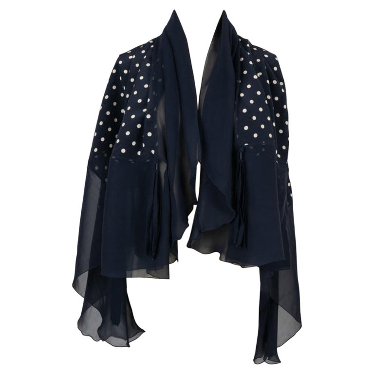 Givenchy Blue Silk Dotted Foulard Scarf For Sale at 1stDibs