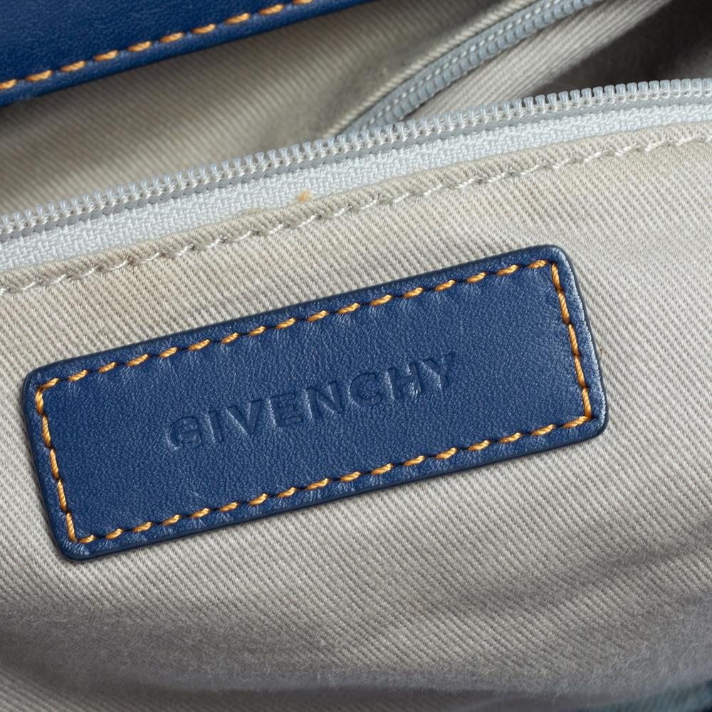 Black Givenchy Blue/White Denim And Leather Top Handle Bag