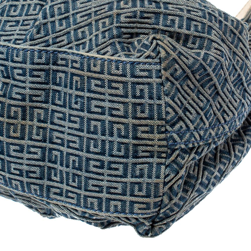 Borsa a tracolla in pelle e denim di Givenchy blu/bianco Monogram 5