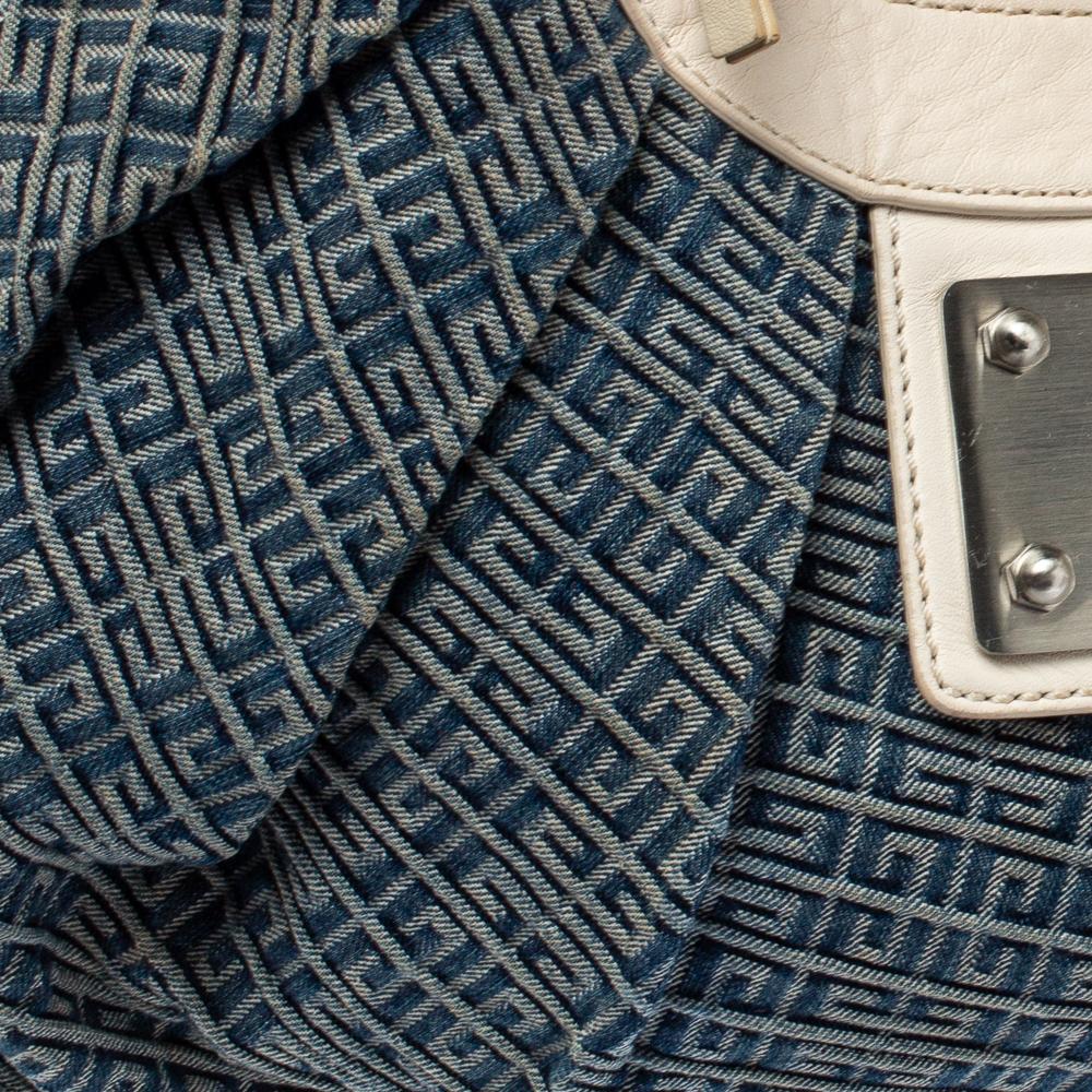 Borsa a tracolla in pelle e denim di Givenchy blu/bianco Monogram 3