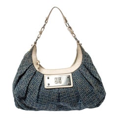 Borsa a tracolla in pelle e denim di Givenchy blu/bianco Monogram