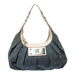 Givenchy Blue/White Monogram Denim and Leather Shoulder Bag