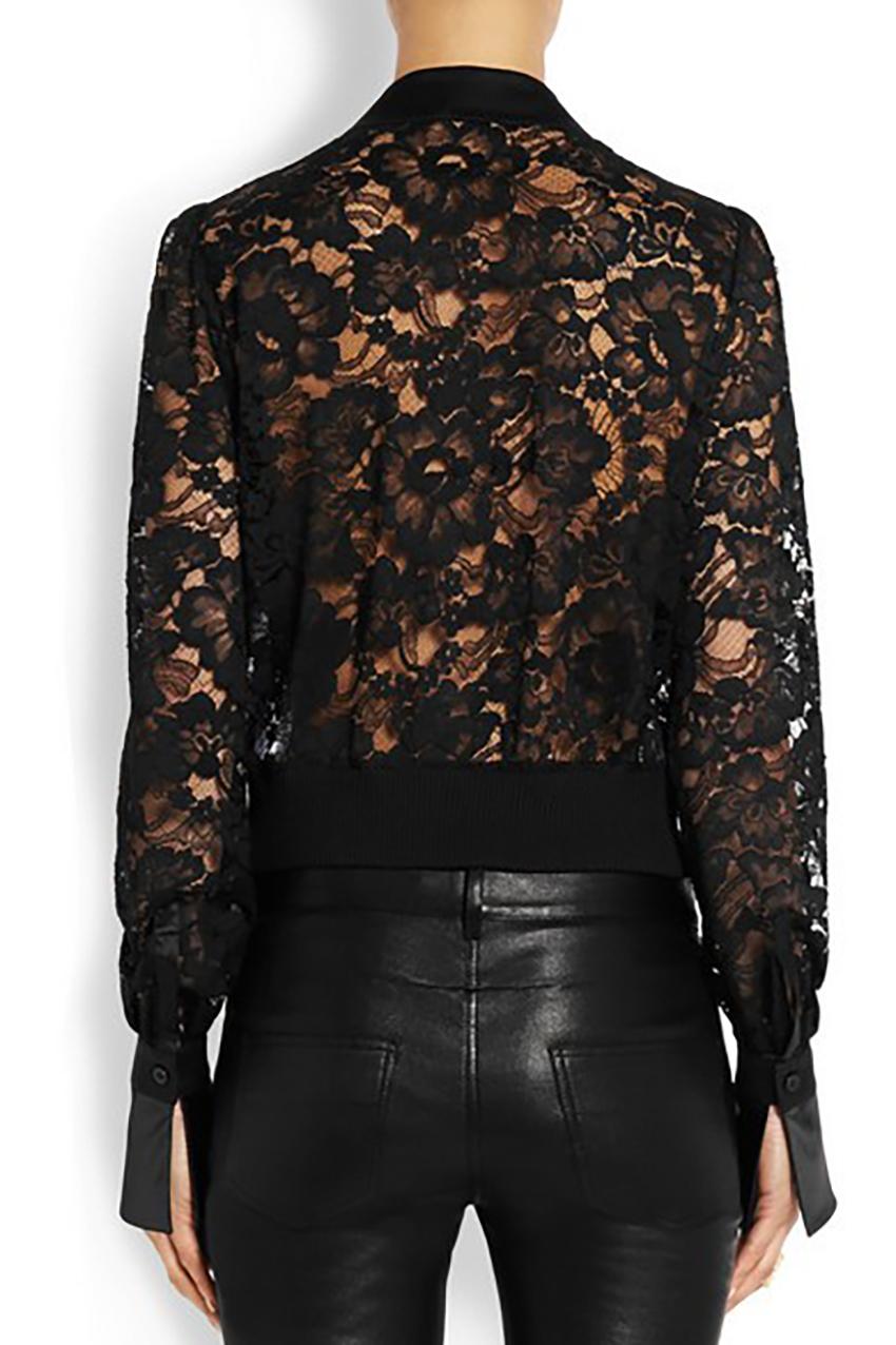 Black Givenchy Bomber jacket with silk-satin panels US 0-2
