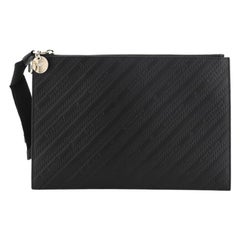 Givenchy Bond Zip Pouch Logo Embossed Leather Large