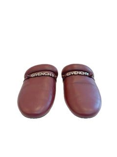 Givenchy Bordeaux Calfskin Leather Logo Slides Resort 2018 Size 39