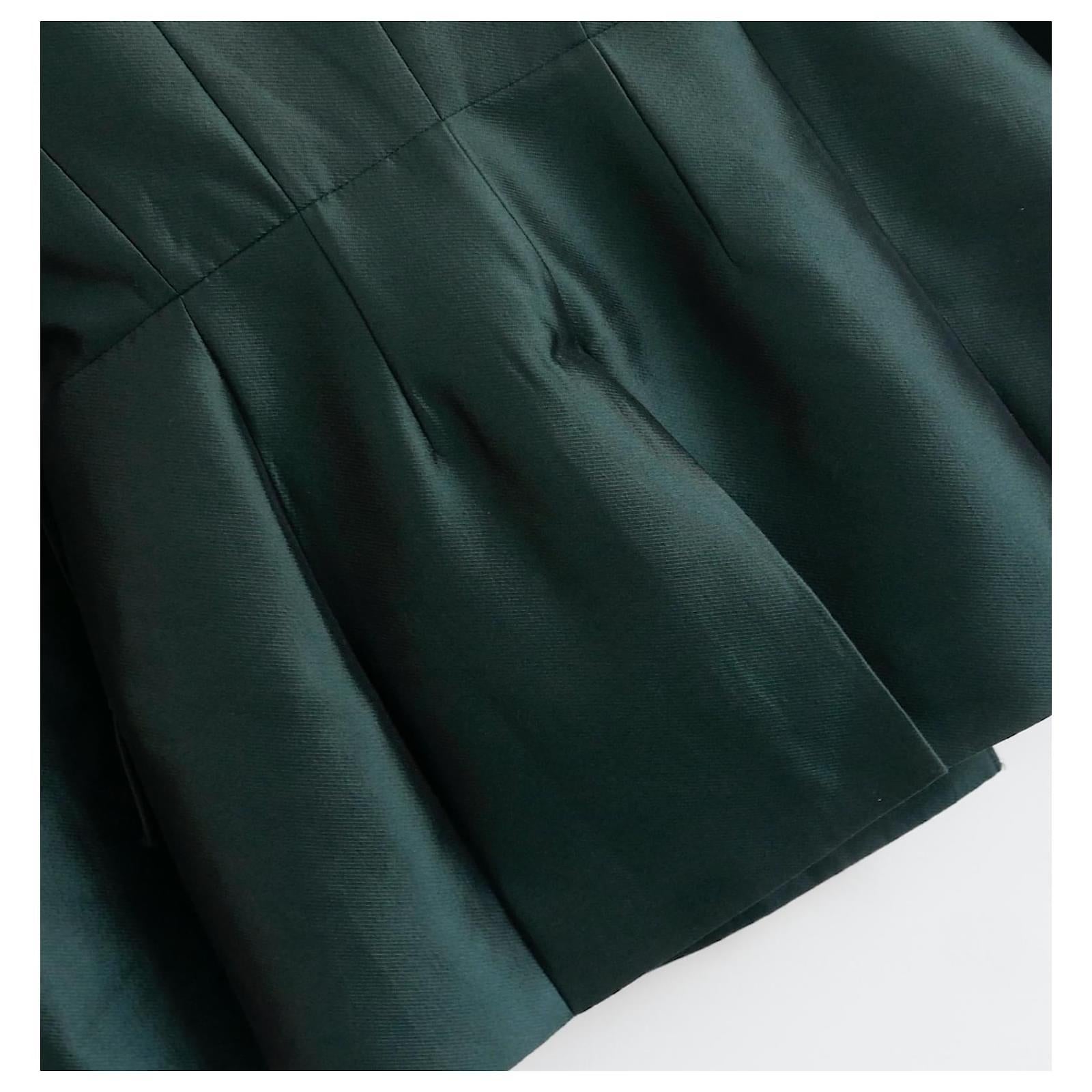 Givenchy SS20 Bottle Green Wool & Silk Hourglass Blazer Jacket  For Sale 2