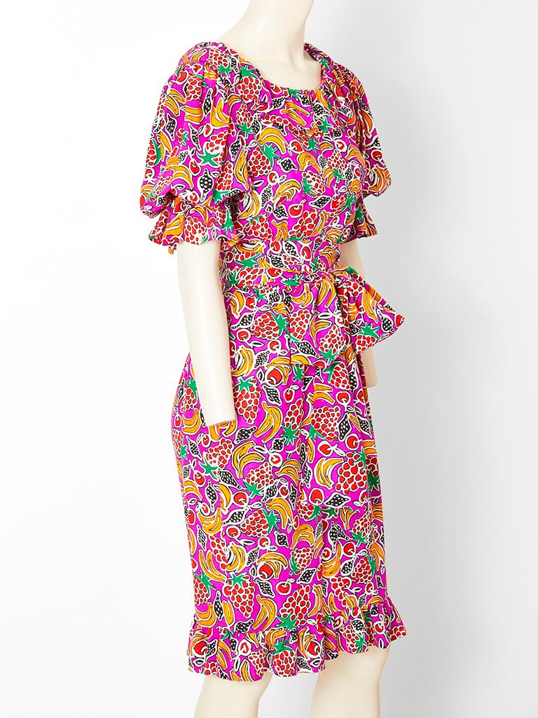 Beige Givenchy Boutique - Robe à motifs de fruits tropicaux en vente