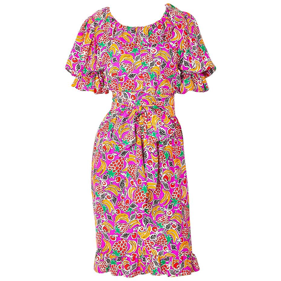 Givenchy Boutique Tropical Fruit Pattern Dress For Sale