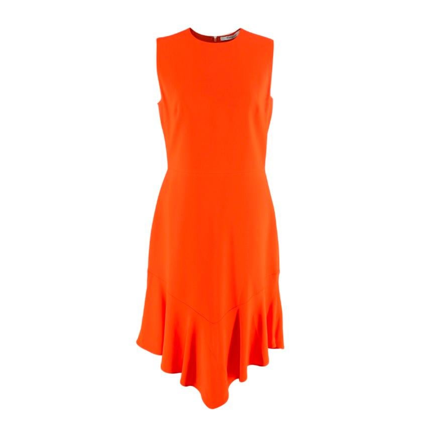 Givenchy Bright Orange Crepe Sleeveless Fluted Hem Dress