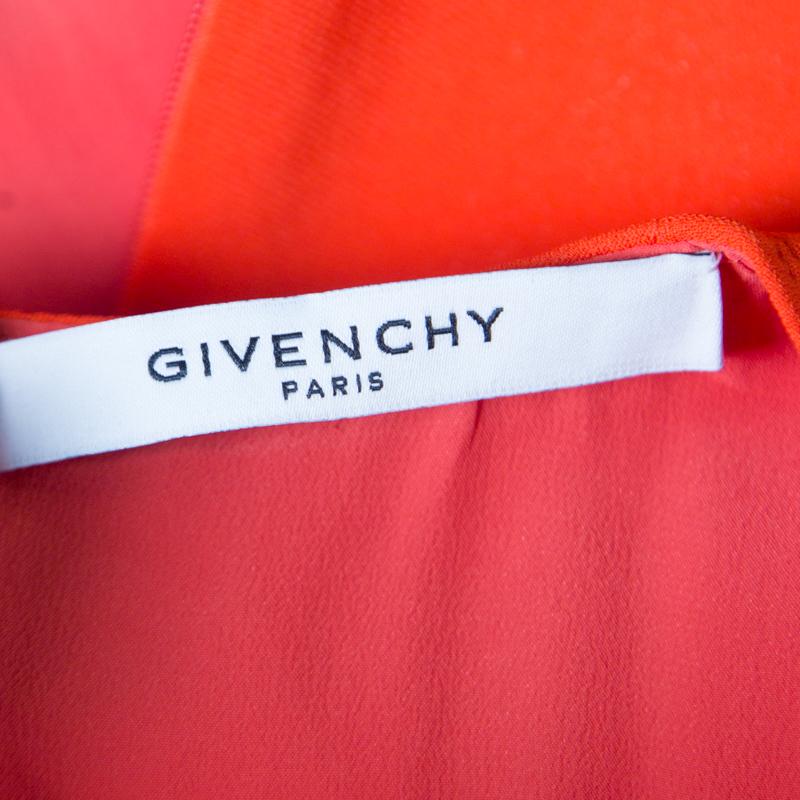 Women's Givenchy Bright Orange Stretch Knit Sleeveless Asymmetric Hem Sheath Dress S