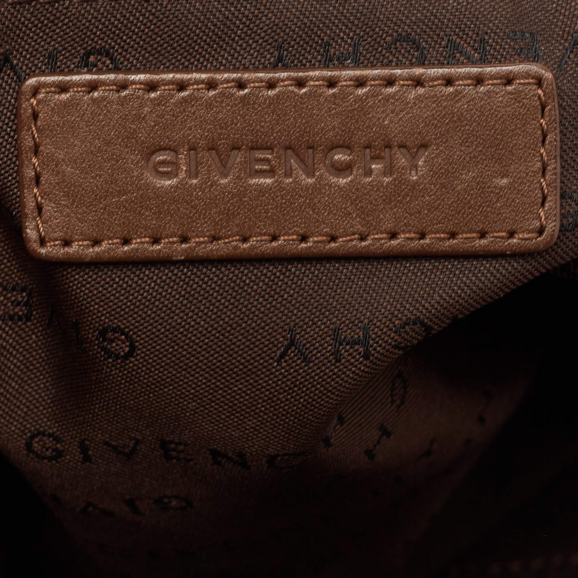 Givenchy Brown/Beige Monogram Canvas and Leather Buckle Flap Hobo For Sale 7