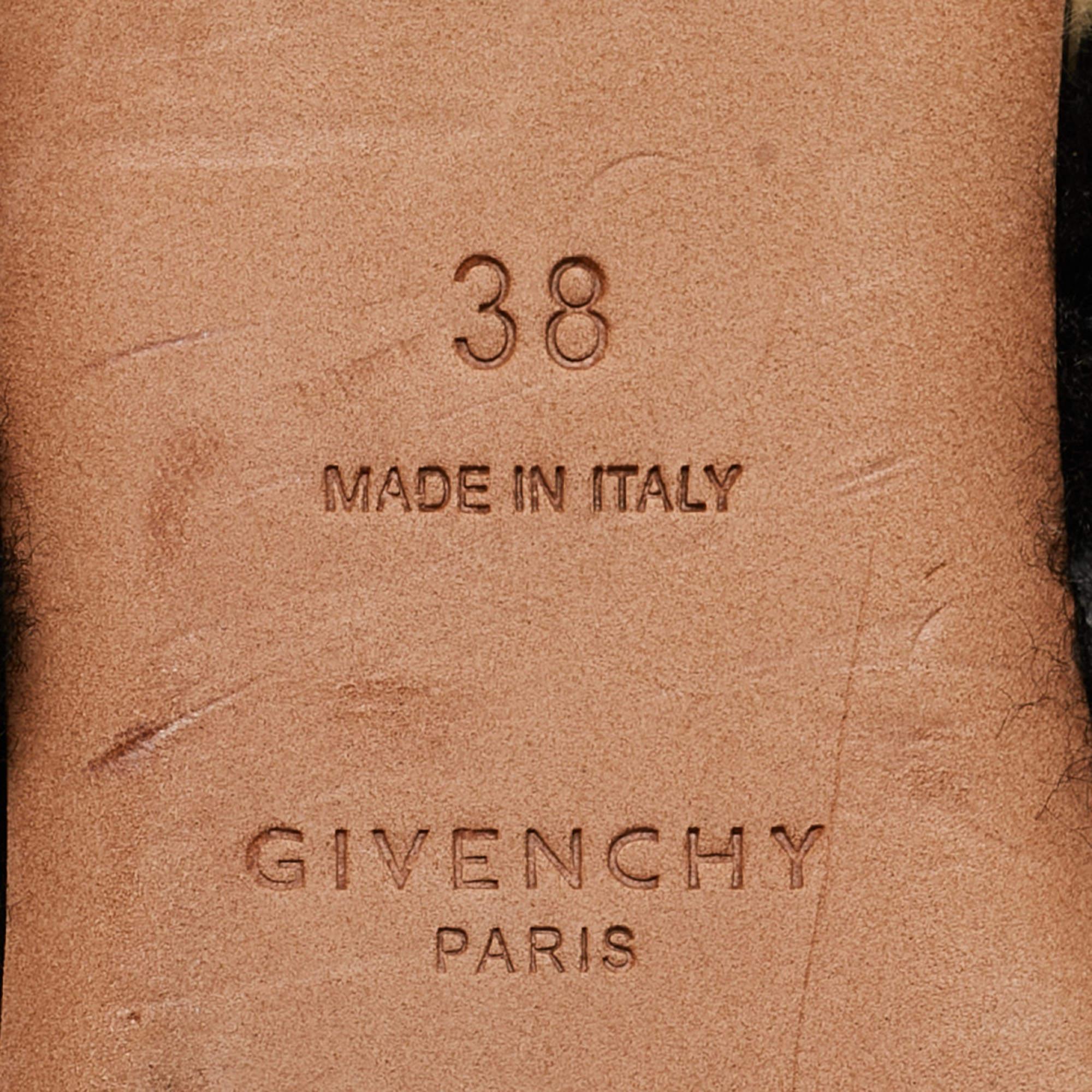 Givenchy Brown/Schwarz Kalbshaar flache Slides Größe 38 im Angebot 1